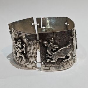 Peruvian sterling Silver Bracelet Heavy Articulated Vintage